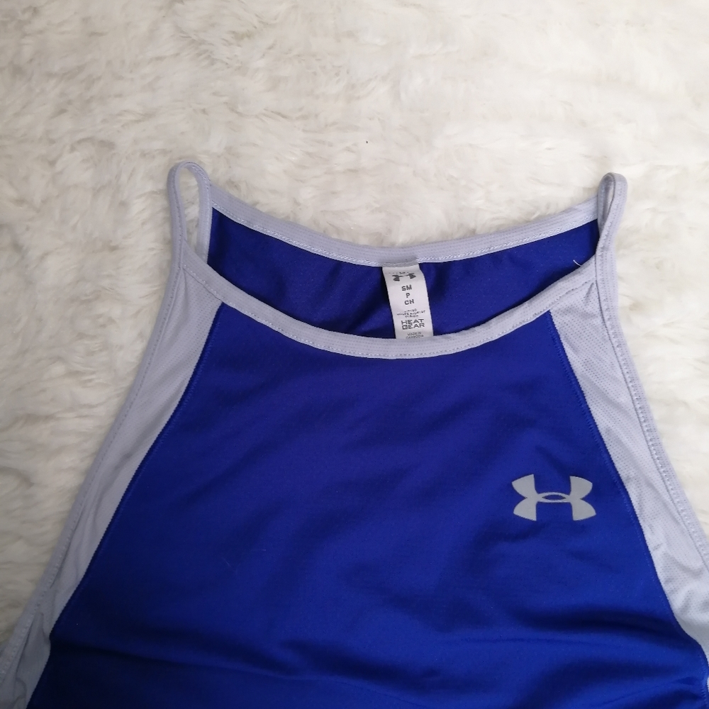 2/$20 Under Armour Heatgear Blue Mesh Tank - Picture 3 of 3